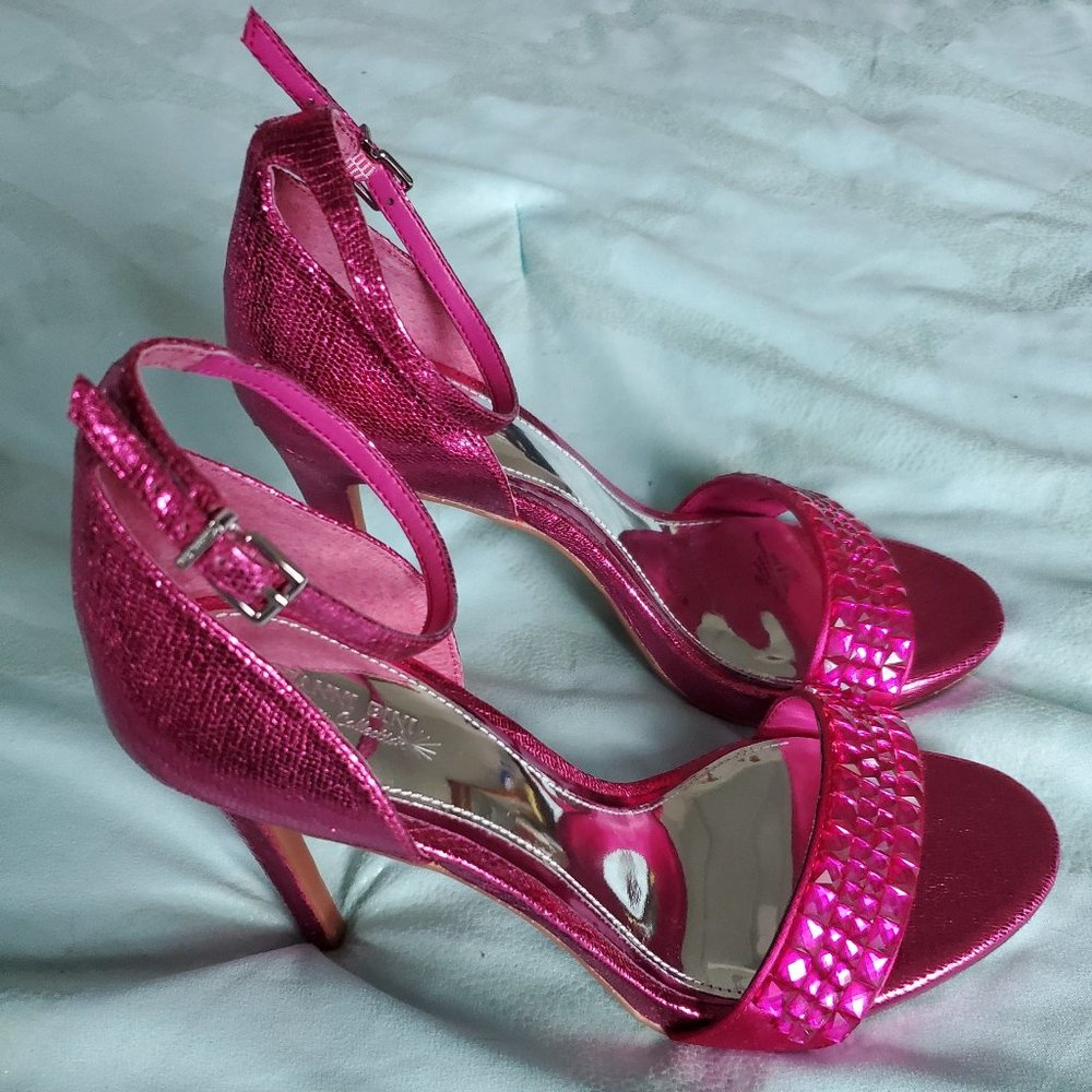 Gianni Bini Platinum Collection 8 M Pink Jeweled Stiletto Pump Heeled Sandals